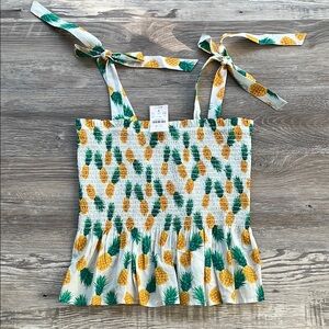 j.crew pineapple smocked tank top small new with tags